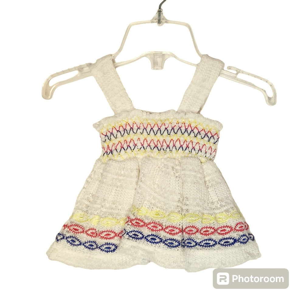 White with Colored Stitched Design Roxy Sundress - Picture 3 of 5